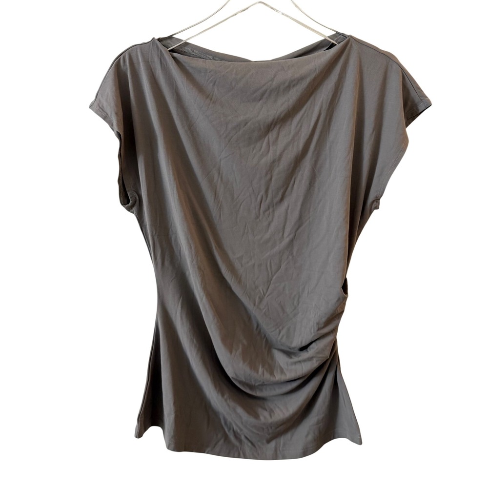 OGL Eco-SkinKiss Boatneck Flutter‎ Sleeve Side Tucked Long Tee gray large NWT - Picture 7 of 16